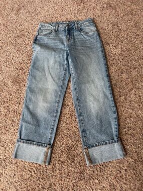 Falls Creek Light Blue Boyfriend Jeans with Cuffed Hem